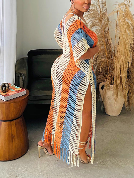 Color Block Crochet Cover Up - ECHOINE