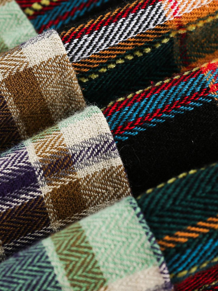 Plaid Loose-Fit Raw Edge Shirt - ECHOINE