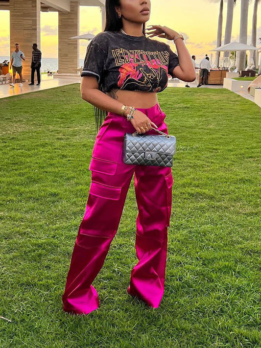 Satin Cargo Pants - ECHOINE