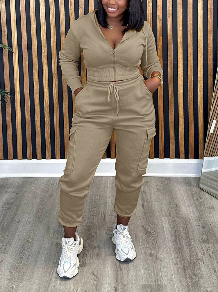 Crop Hoodie Jogger Set - ECHOINE