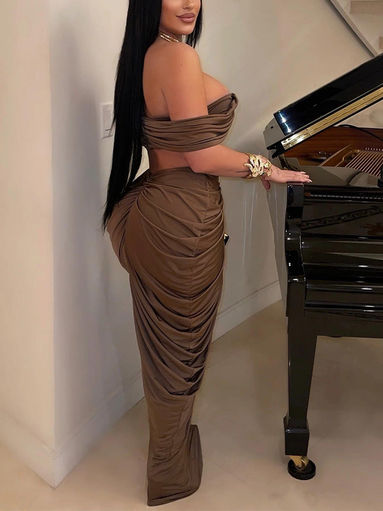 Strapless Ruched Skirt Set - ECHOINE