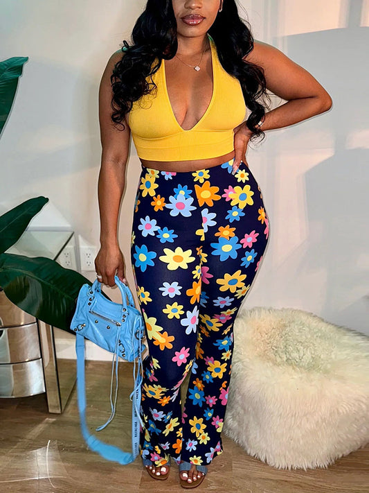 Floral Flare Pants - ECHOINE