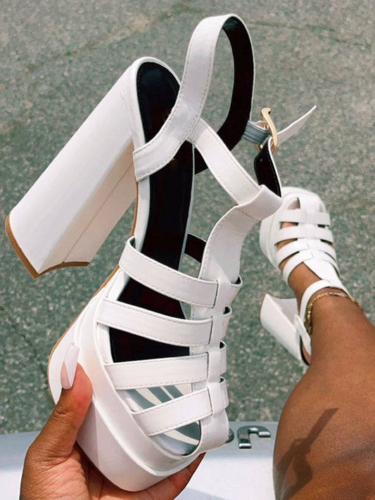 Braid Platform Chunky Heel Sandals - ECHOINE