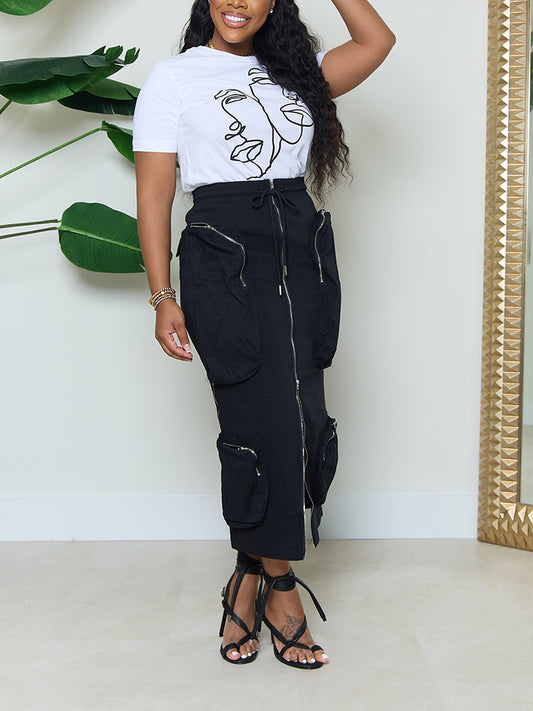 Cargo Pocket Zipper Skirt - ECHOINE
