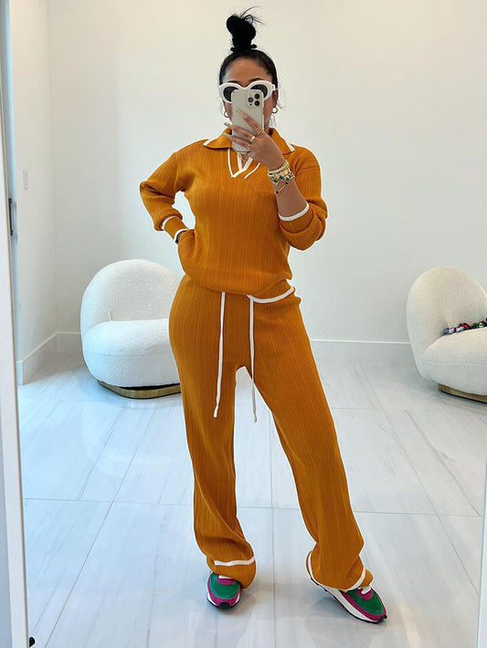 Contrast Knit Lounge Set - ECHOINE