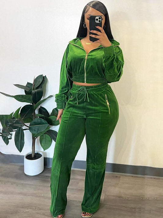 Velour Zip Jackets & Pants Set - ECHOINE