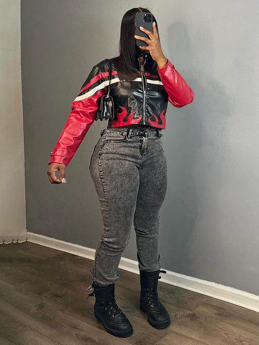 Flame Leather Jacket - ECHOINE