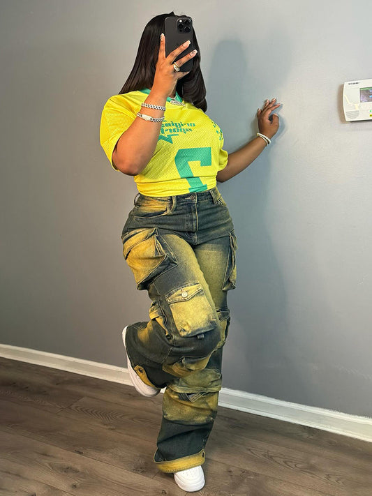 Vintage Washed Cargo Pocket Jeans - ECHOINE