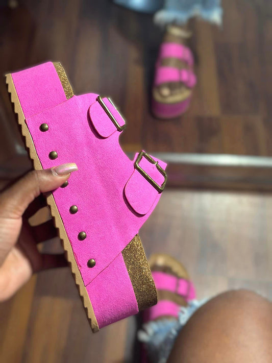 Double Buckle Strap Platform Sandals - ECHOINE