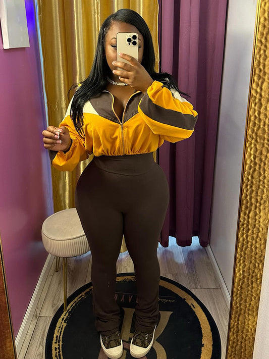 Sporty Colorblock Top & Leggings Set - ECHOINE