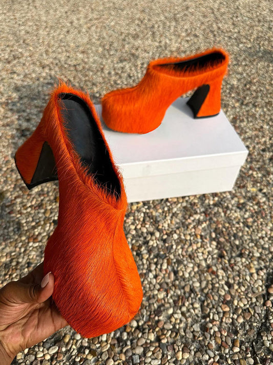 Fur Slip-On Platfom Heels - ECHOINE