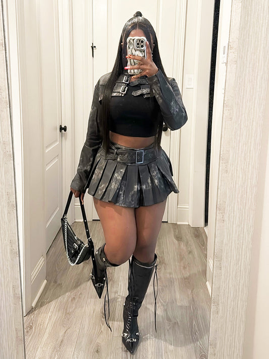 Leather Bolero Jacket & Skirt Set - ECHOINE