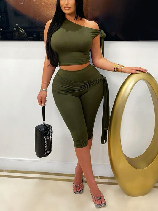 Ensemble haut noué et legging capri