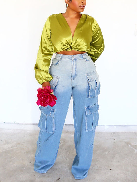 Gradient Wash Cargo Jeans