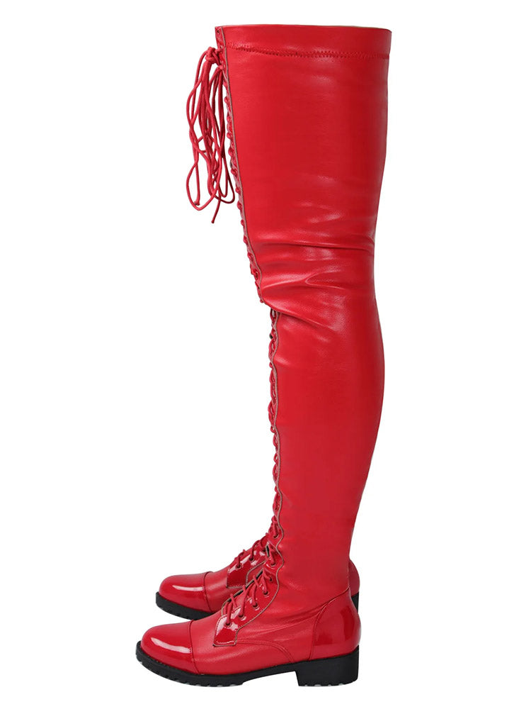 Lace Up PU Leather Boots - ECHOINE