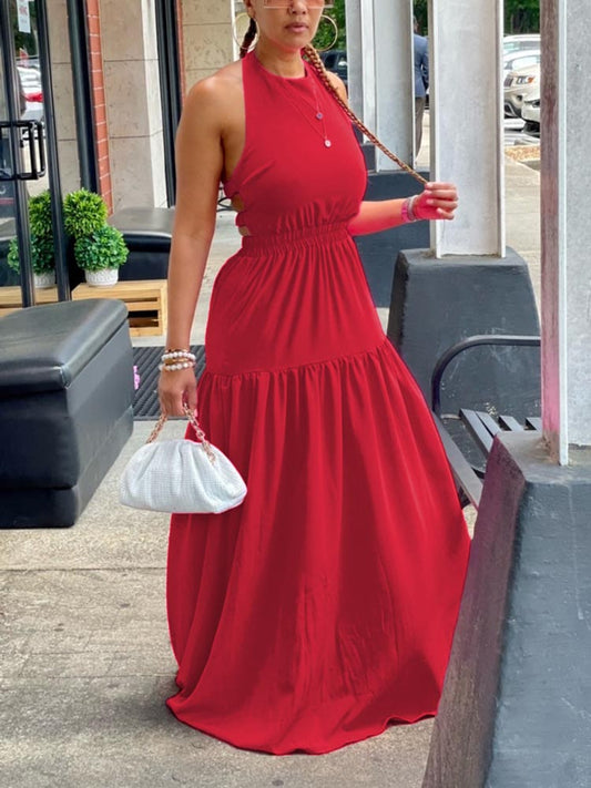 Halter Backless Maxi Dress - ECHOINE