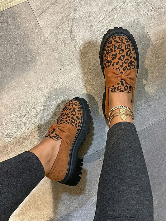 Contrast Bow Loafers