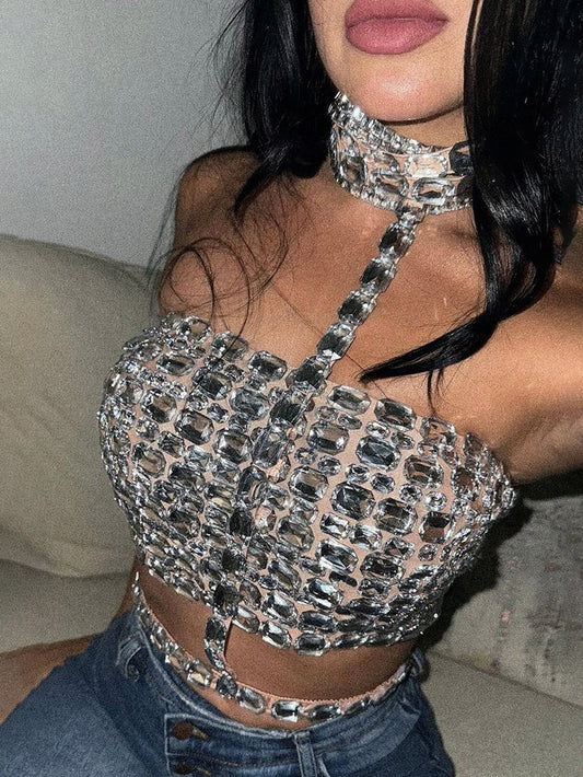 Glamorous Rhinestone Top - ECHOINE