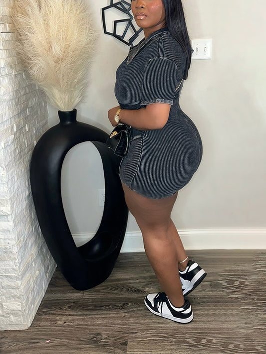 Ribbed Washed Romper - ECHOINE