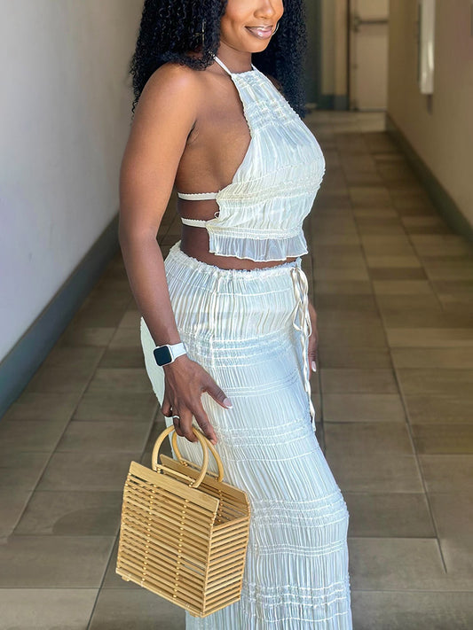 Chiffon Ruffle Skirt Set - ECHOINE