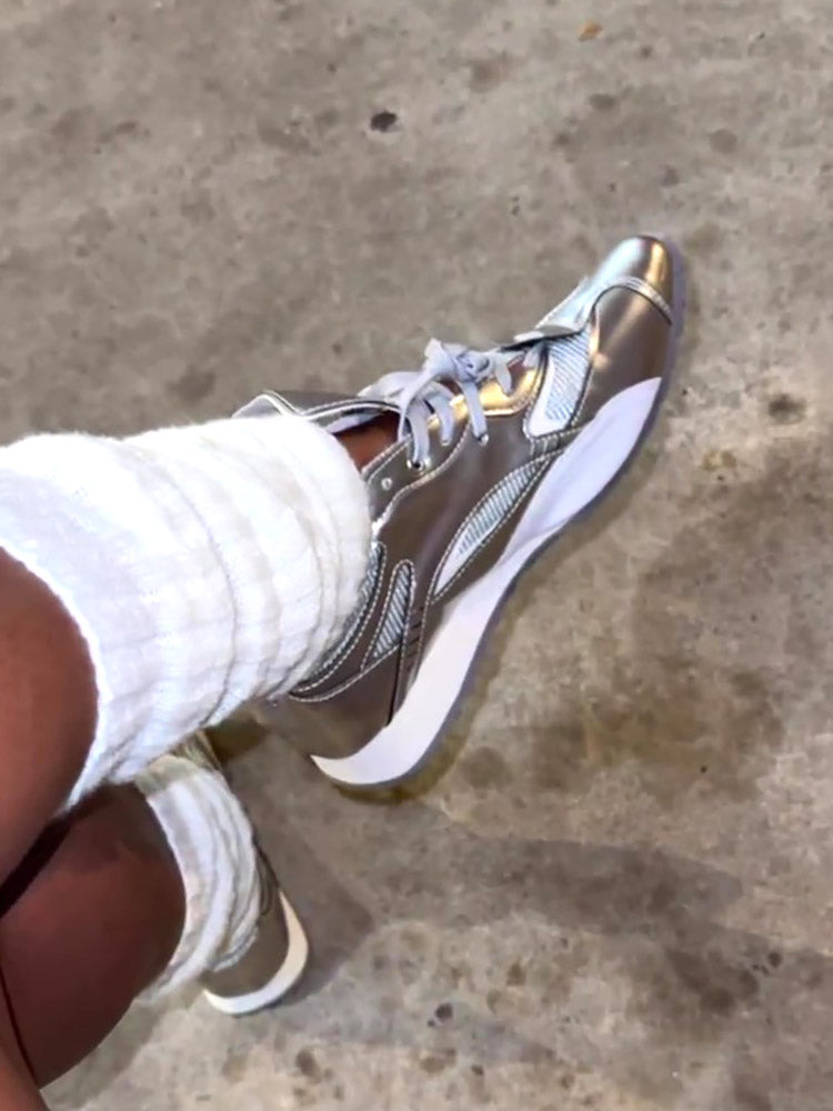 Pointed-Toe Metallic Sneakers