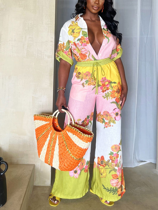 Blossom Cotton Linen Pants Set - ECHOINE