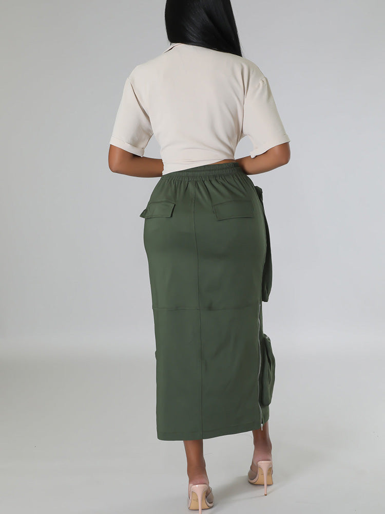 Cargo Pocket Zipper Skirt - ECHOINE
