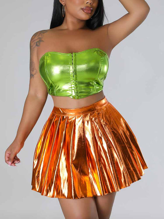 Metallic Pleated Skirts - ECHOINE