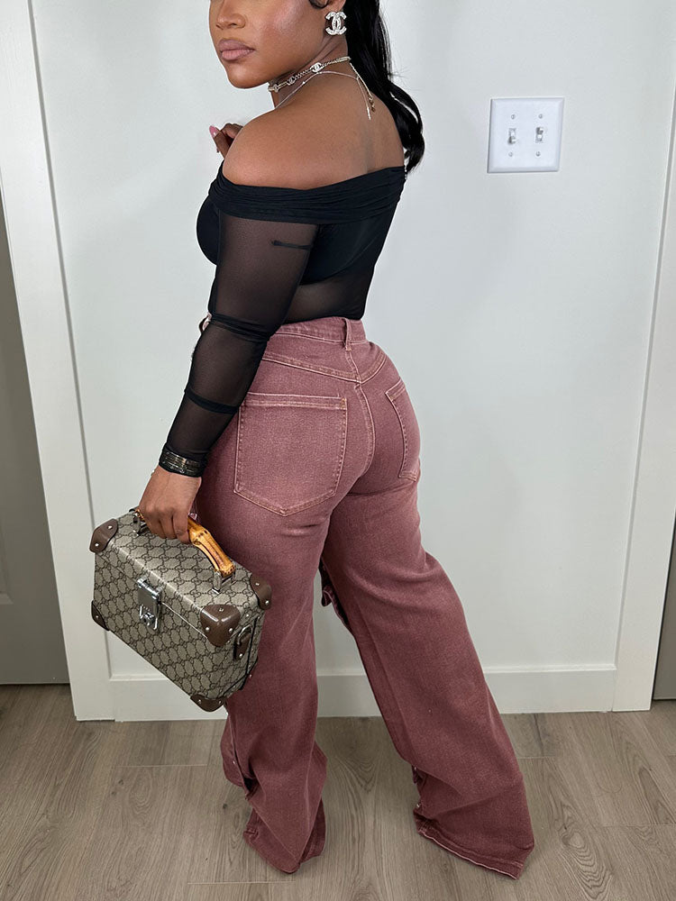 Jeans à boutons-pression