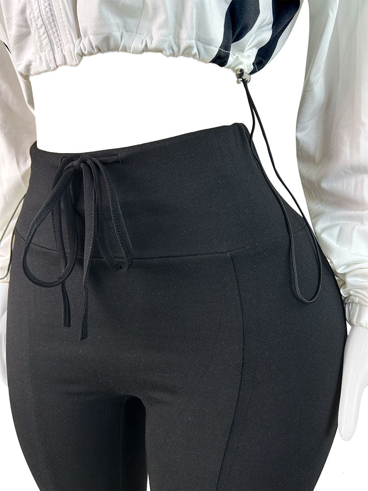 Ensemble veste courte contrastée et short motard