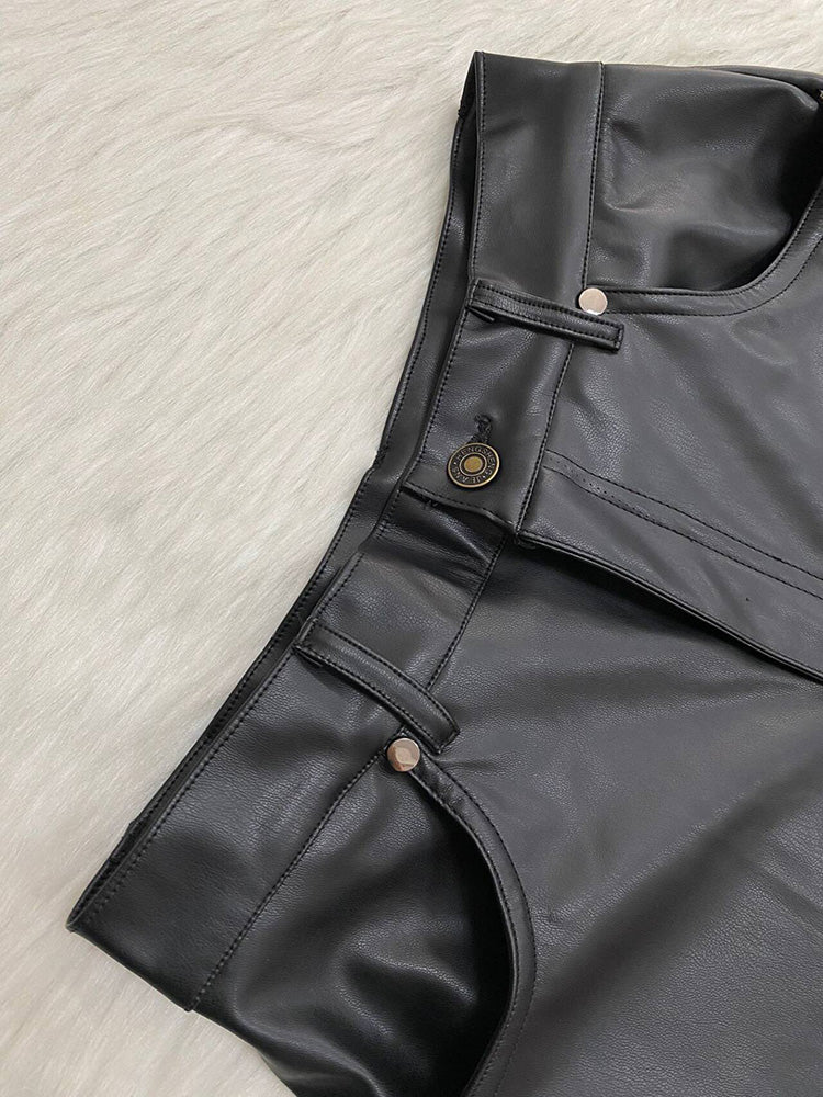 Leather Cropped Jacket & Pants Set - ECHOINE