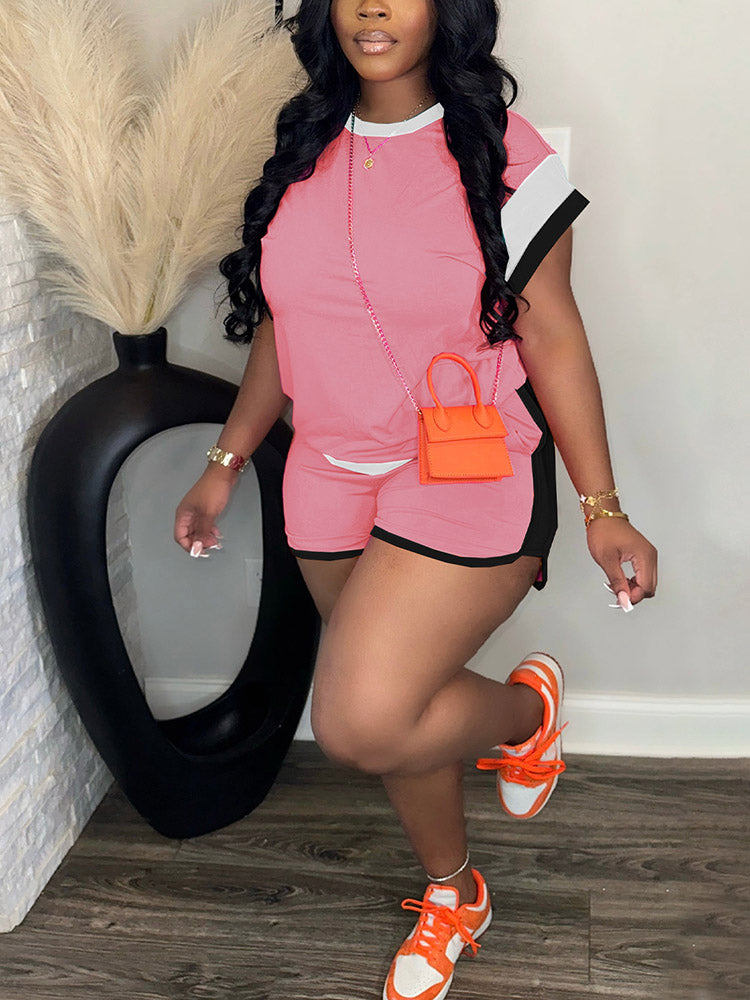Color Block Shorts Set - ECHOINE
