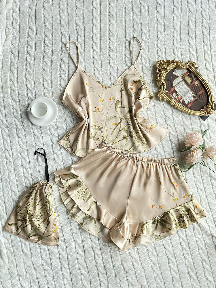 Ensemble pyjama soyeux 4 pièces