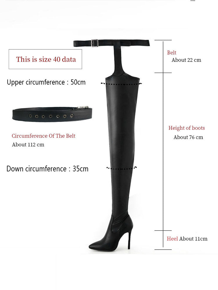 PU Leather Flat Over Knee Boots - ECHOINE