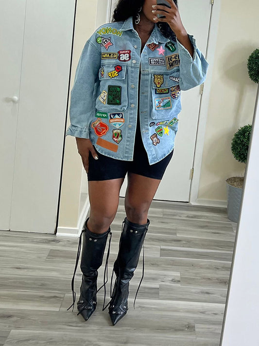 Patch Denim Jacket - ECHOINE