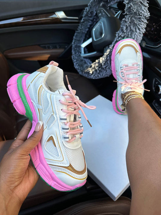 Color Contrast Mesh Sneakers - ECHOINE