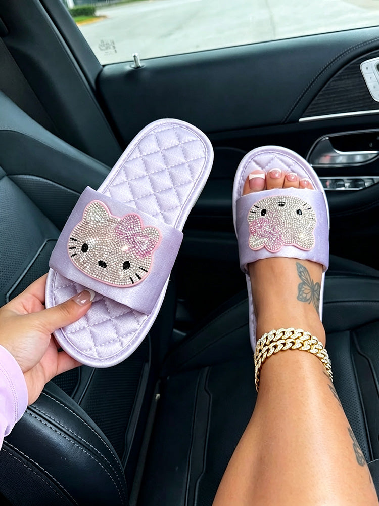 Bedroom Cute Rhinestone Slides