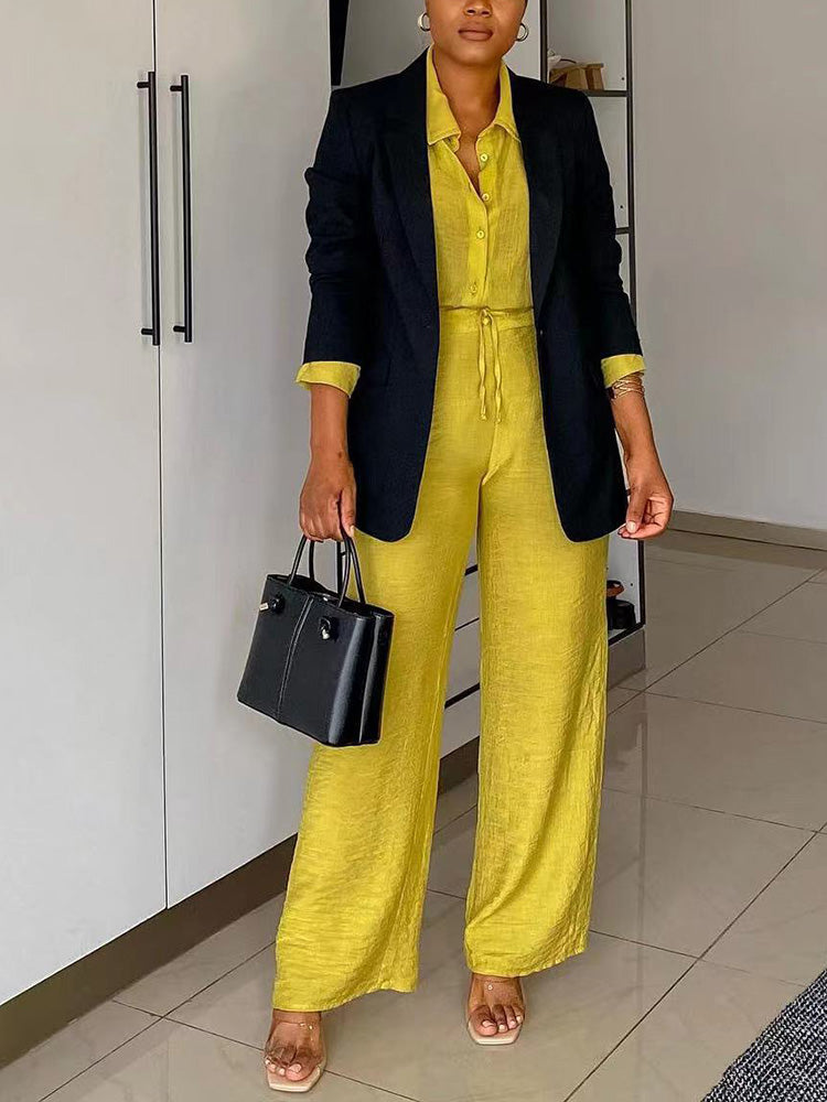 Casual Solid Shirt & Pants Set - ECHOINE