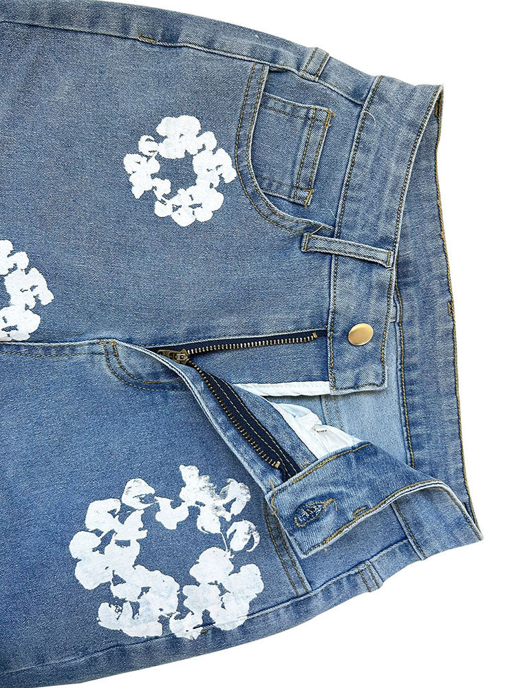 Floral Print Denim Jacket & Jeans - ECHOINE