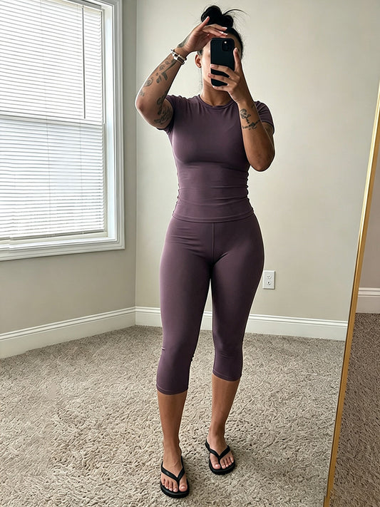Effortless Fitted Tee & Capri Leggings Set