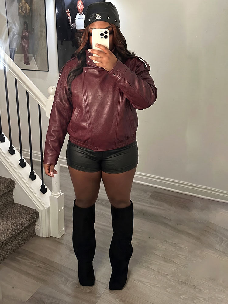 Urban High Collar Leather Jacket