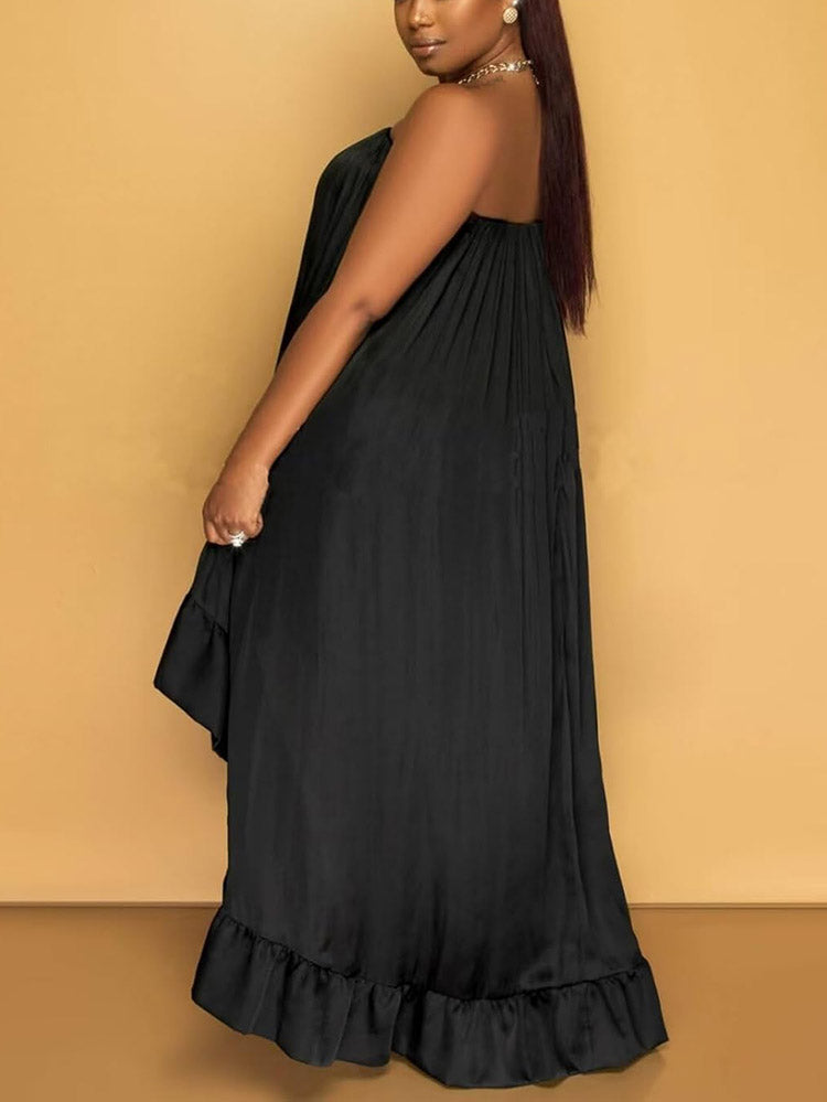 Strapless Ruffle High-Low Dress