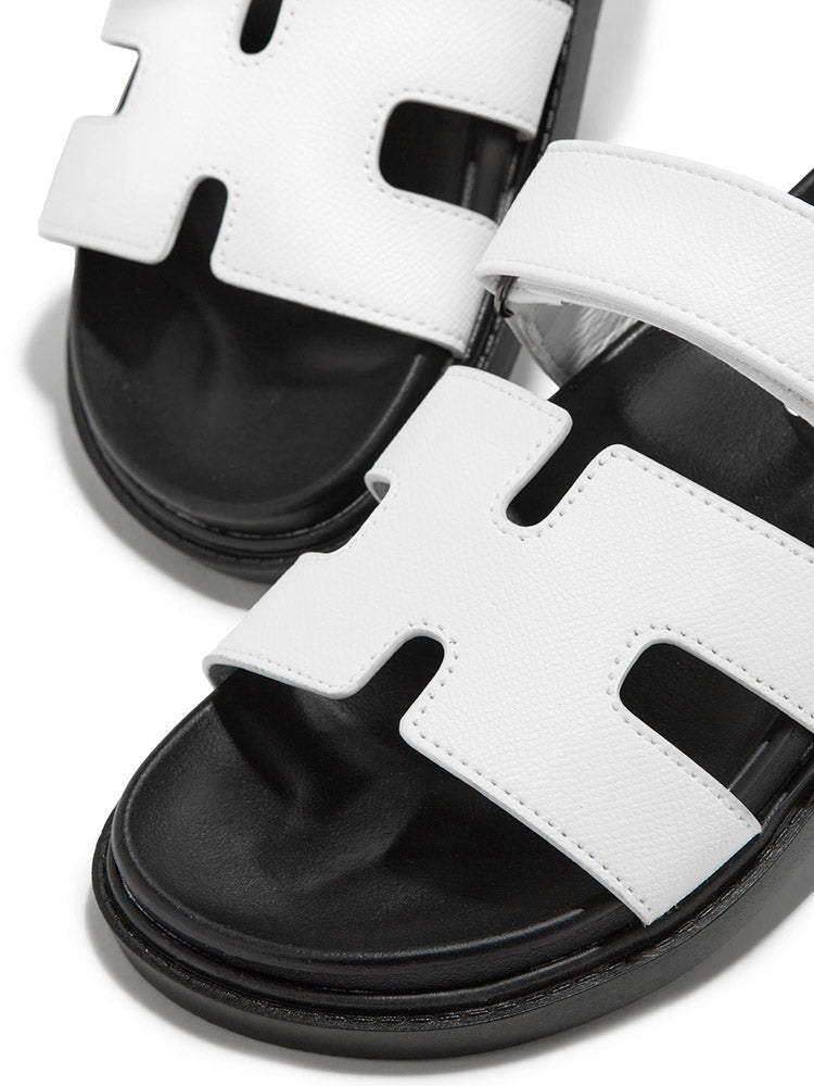 Velcro Strap Flat Sandals - ECHOINE