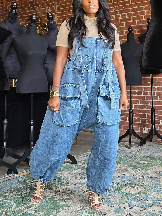 Denim Loose Overalls - ECHOINE