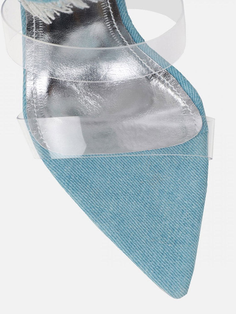 Denim Spiral Strap Sandals - ECHOINE