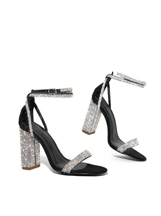 Rhinestones Ankle Strappy Sandals - ECHOINE