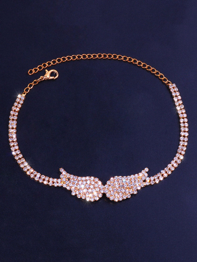 Angel Wing Rhinestone Anklet - ECHOINE