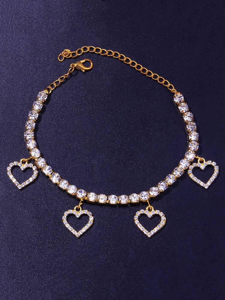 Heart Rhinestone Anklet - ECHOINE