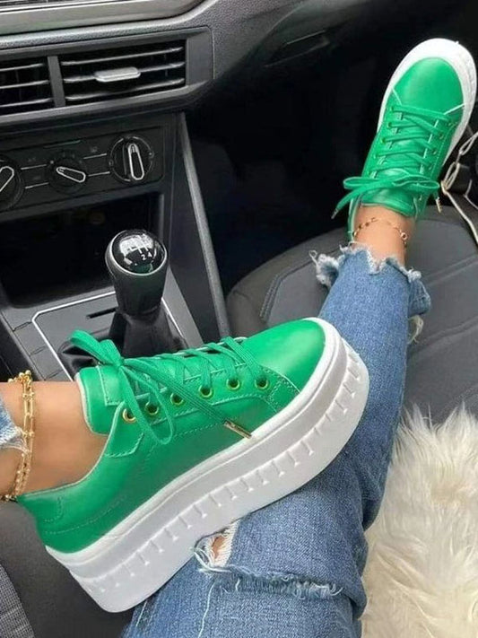 Platform Lace-up Sneakers - ECHOINE