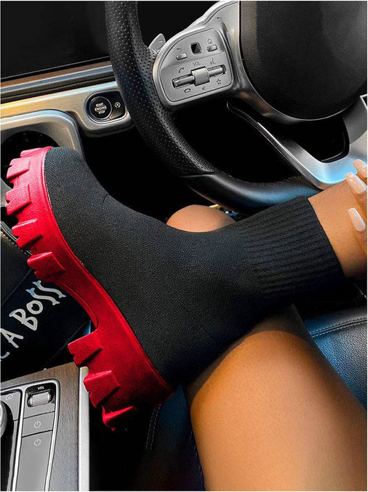 Chunky Sole Socks Boots - ECHOINE